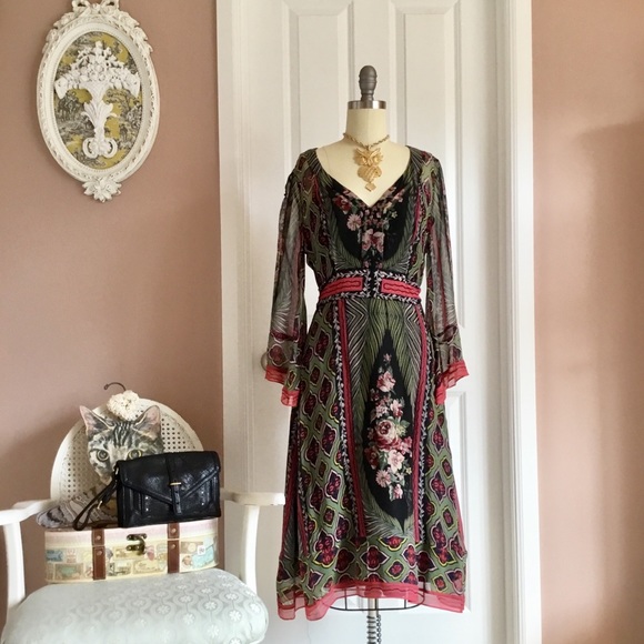 Silk 70s style vintage Ross dress - Picture 1 of 8